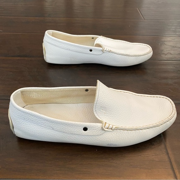 Tod’s white leather driving moccasin loafers men’s size 8 USA size fits 9 - Picture 1 of 9